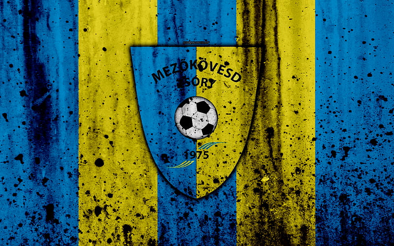 Mezokovesd Zsory FC Hungarian football club, logo, grunge, stone texture, NB I, Hungarian football league, emblem, Mezökövesd, Hungary, HD wallpaper