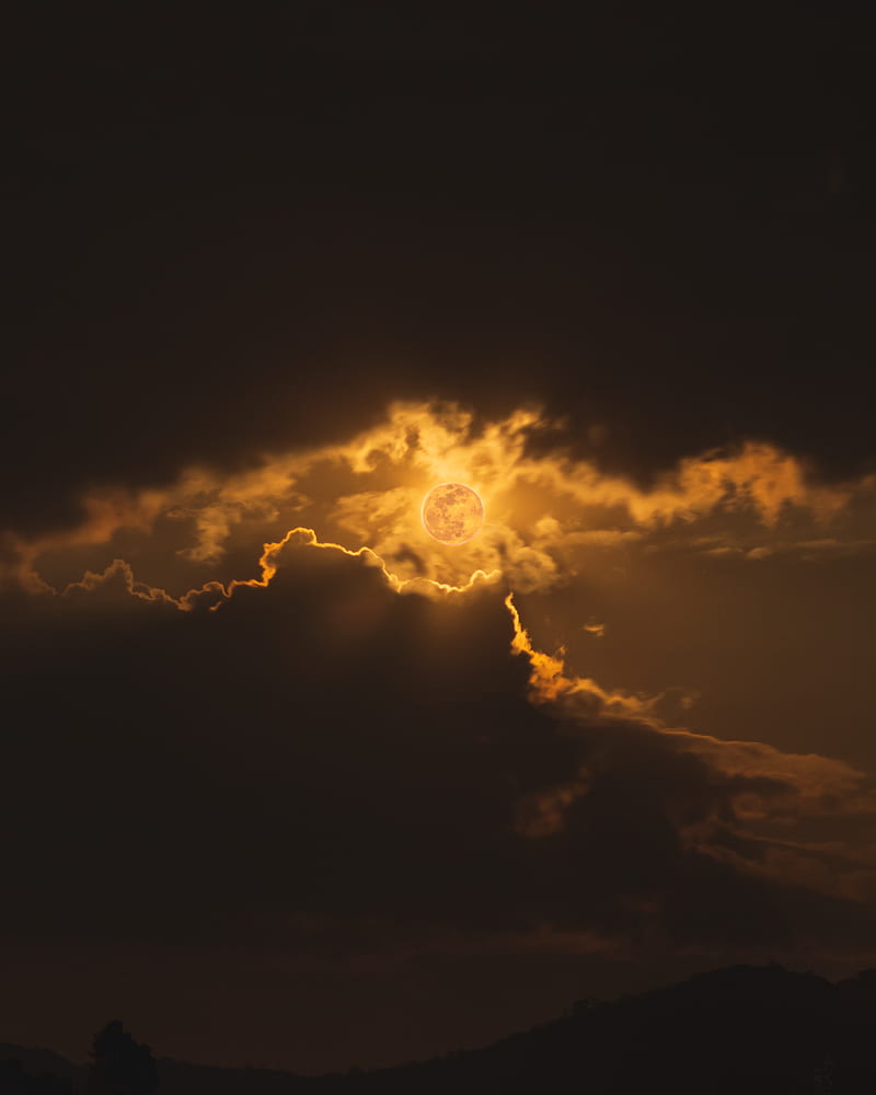 eclipse, sun, clouds, rays, sky, HD phone wallpaper