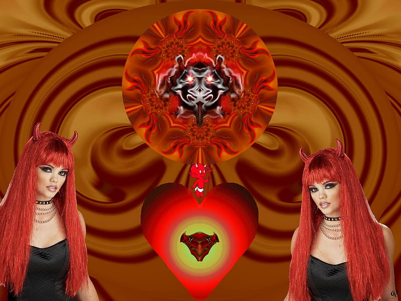Devilish Desires, 3d, fractal, collage, abstract, eye candy, HD wallpaper