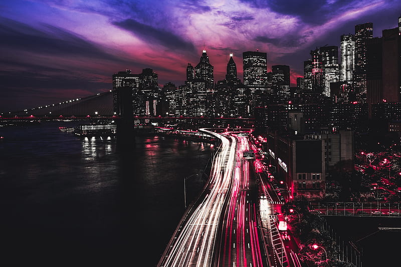 Manhattan City At Night, manhattan, city, world, night, buildings, HD wallpaper