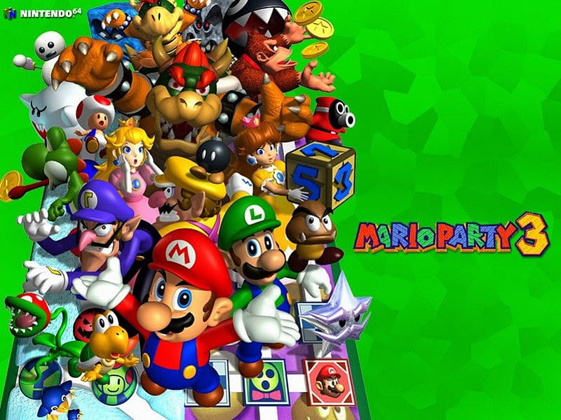 Mario Party 3, Luigi, Koopa Kid, Bowser, Wario, Waluigi, Yoshi, Peach, Mario, Daisy, Donkey Kong, HD wallpaper