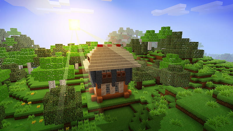 Little House on the Lovely Meadow in RealmCraft Minecraft StyleGame, open world game, gaming, playgames, realmcraft, pixel games, mobile games, sandbox, minecraft, games action, game, minecrafters, pixel art, art, 3d building games, fun, pixel, adventure, building, 3d, minecraft, HD wallpaper