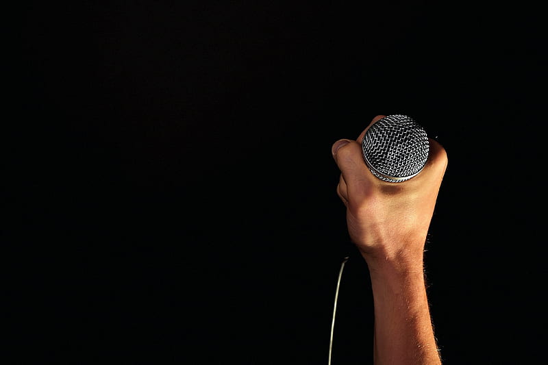 microphone, hand, music, acoustics, HD wallpaper