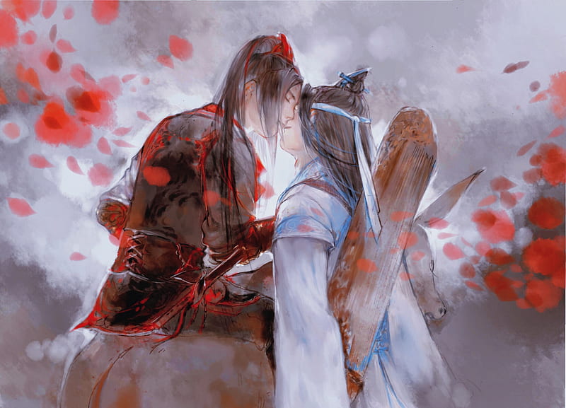 Anime, Mo Dao Zu Shi, Wei Ying, Wei Wuxian, Lan Wangji, Lan Zhan, Kiss, HD  wallpaper