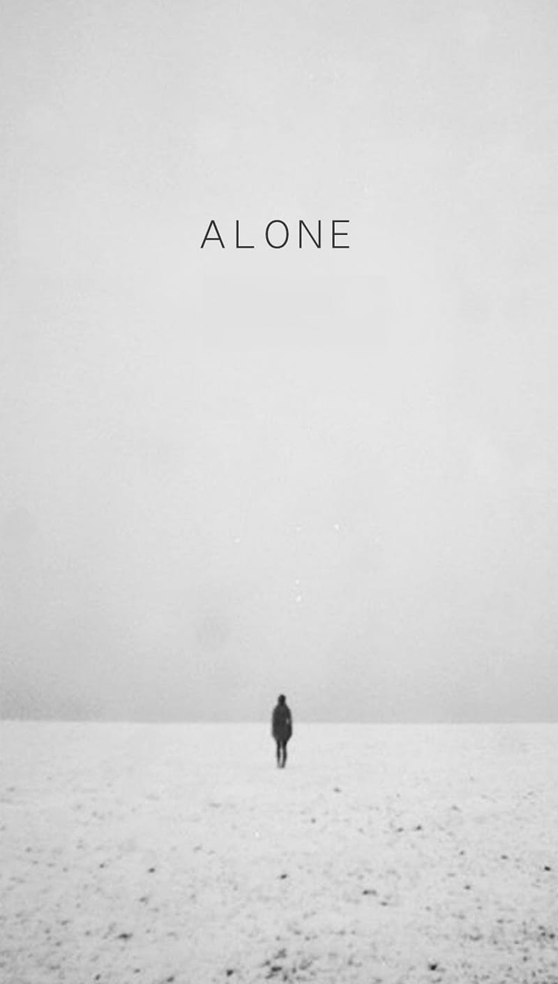 Alone, dark, life, lonely, love, nature, sad, snow, white, HD phone wallpaper