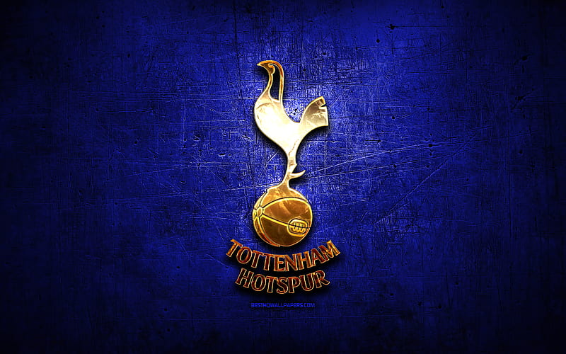 Tottenham Hotspur FC, golden logo, Premier League, blue abstract  background, HD wallpaper | Peakpx
