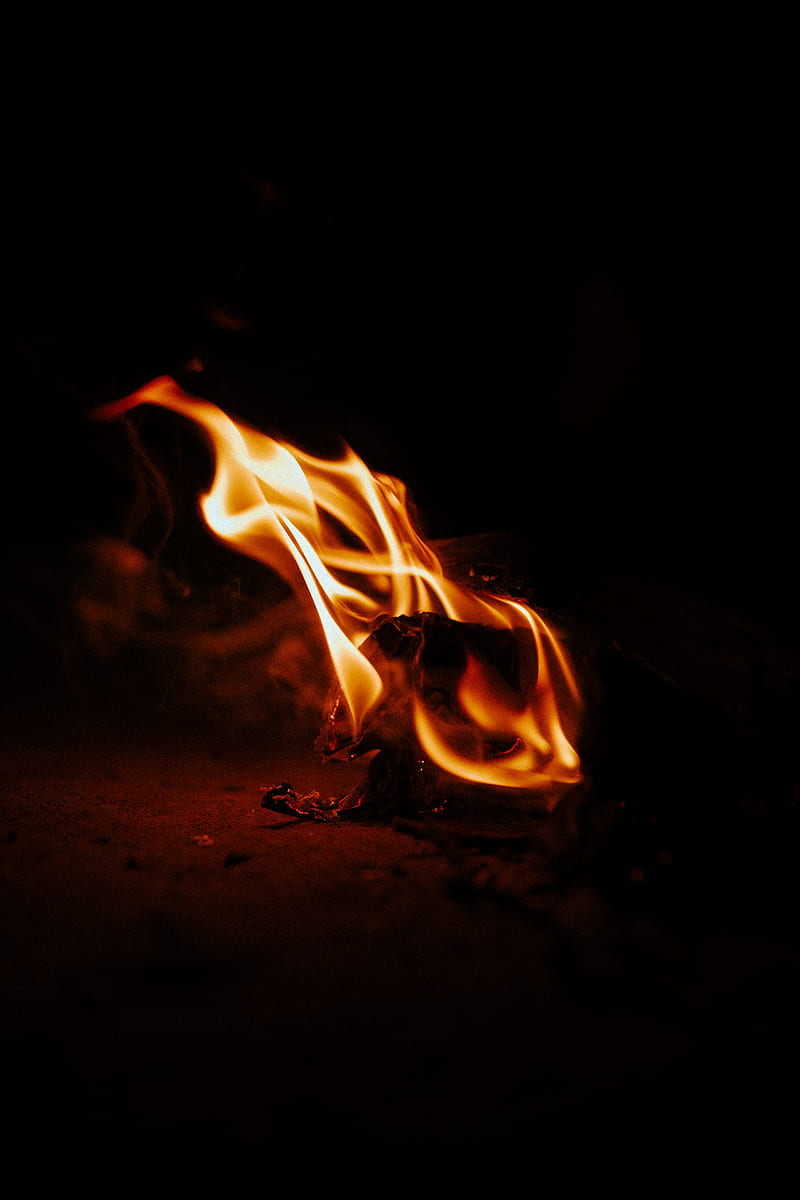 fire, burn, flame, ashes, dark, HD phone wallpaper