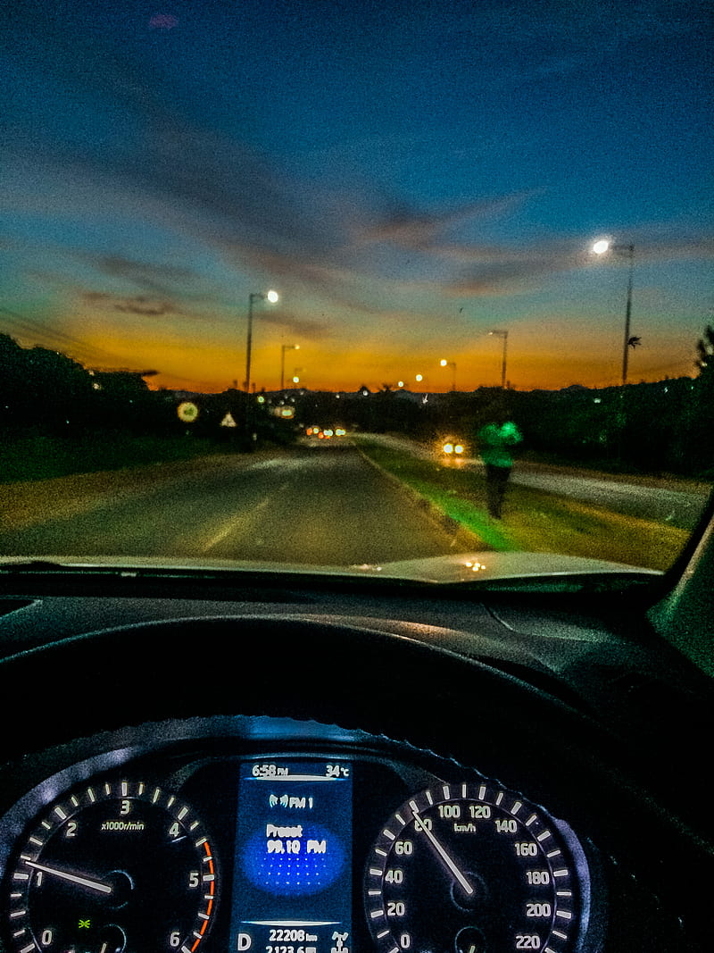 Riding sunset, carros, cockpit, nissan, speed, turbo, HD phone ...