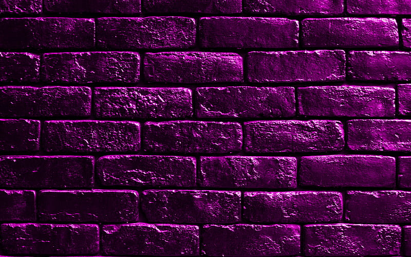 violet brickwall violet bricks, bricks textures, brick wall, bricks background, violet stone background, identical bricks, bricks, violet bricks background, HD wallpaper