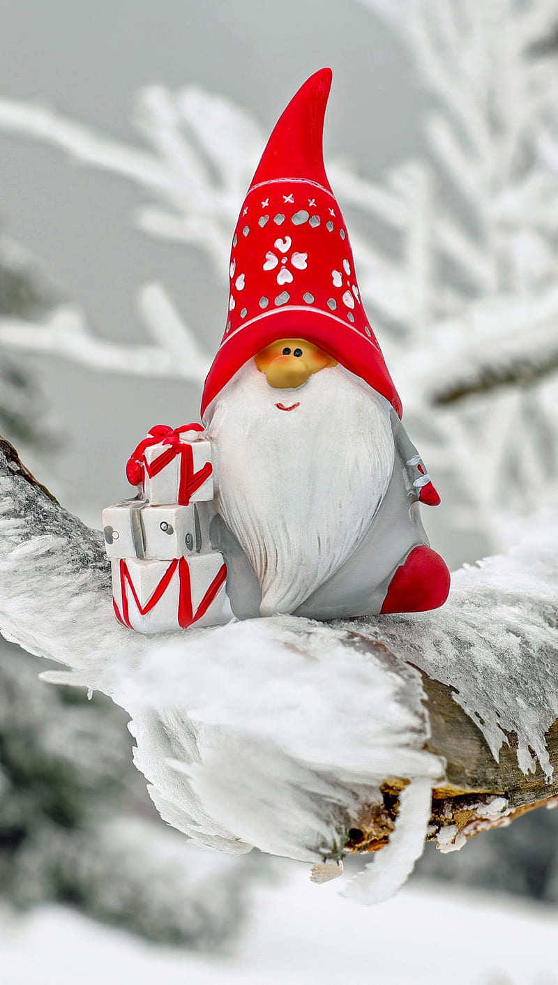 little snowman, dwarf, gifts, snow, think positive, winter, HD phone wallpaper