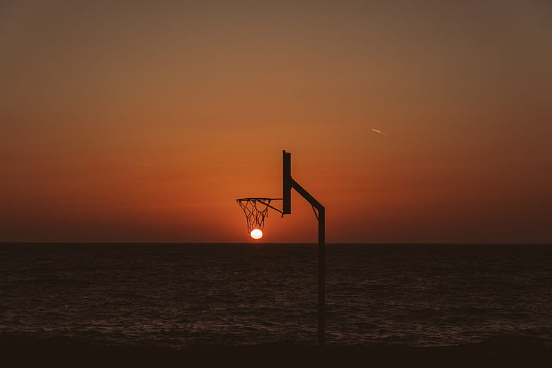Basketball Court Sunset, HD wallpaper