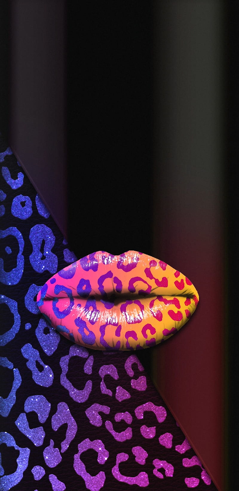 Wild Lips 1, animal print, colorful, kiss, lip, pretty, rainbow, HD phone wallpaper