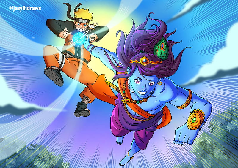 Lord Krishna and Radha by In anime of krishna in cartoon HD phone  wallpaper  Pxfuel