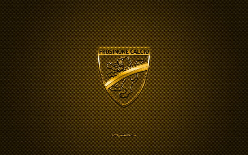 Frosinone Calcio, Italian football club, Serie B, yellow logo, yellow carbon fiber background, football, Frosinone, Italy, Frosinone Calcio logo, HD wallpaper