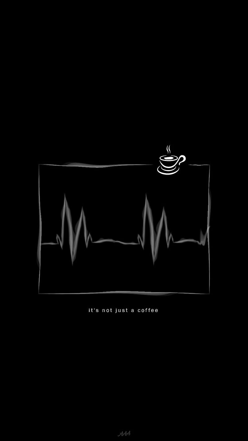 Black and white, coffee, outline, simple, HD phone wallpaper