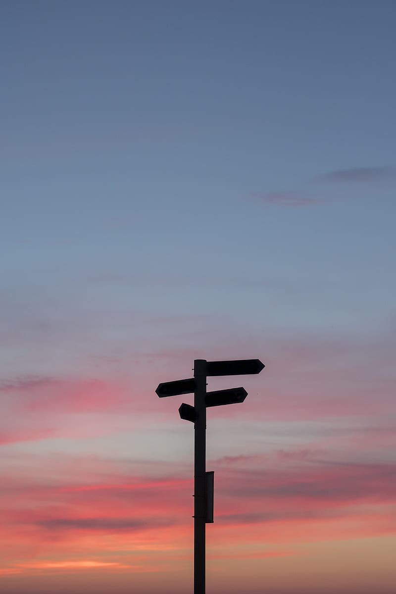 silhouette of a road signage during golden hour, HD phone wallpaper