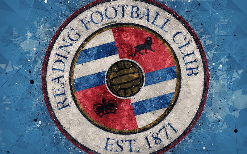 Reading FC geometric art, logo, blue abstract background, English football club, emblem, EFL Championship, Reading, Berkshire, England, United Kingdom, football, English Championship, HD wallpaper