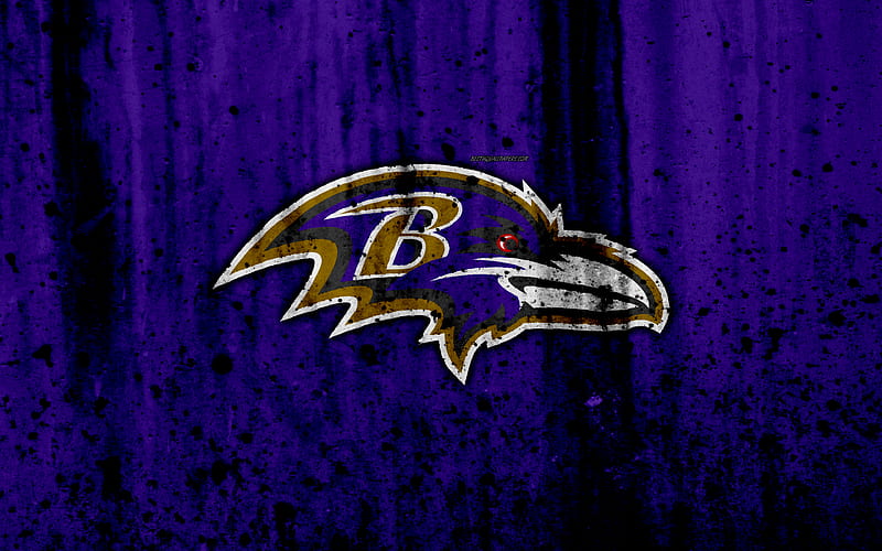 Baltimore Ravens NFL, grunge, stone texture, logo, emblem, Baltimore, Maryland, USA, American Football, North Division, American Football Conference, National Football League, HD wallpaper