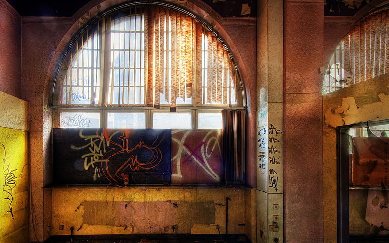 Window to courtyard - Abandoned Urban Art, HD wallpaper