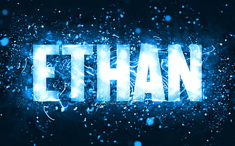Ethan, blue lines background, with names, Ethan name, male names, Ethan ...