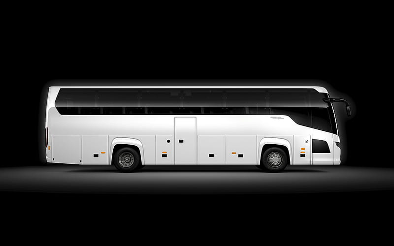 Scania Touring, big white bus, side view, passenger bus, comfortable buses, Scania, HD wallpaper