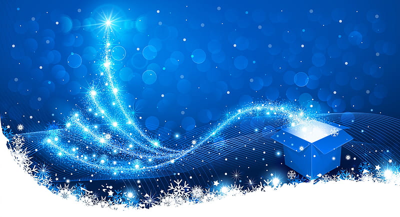 Happy Holidays, bokeh, merry christmas, christmas, magic christmas, xmas, blue, HD wallpaper