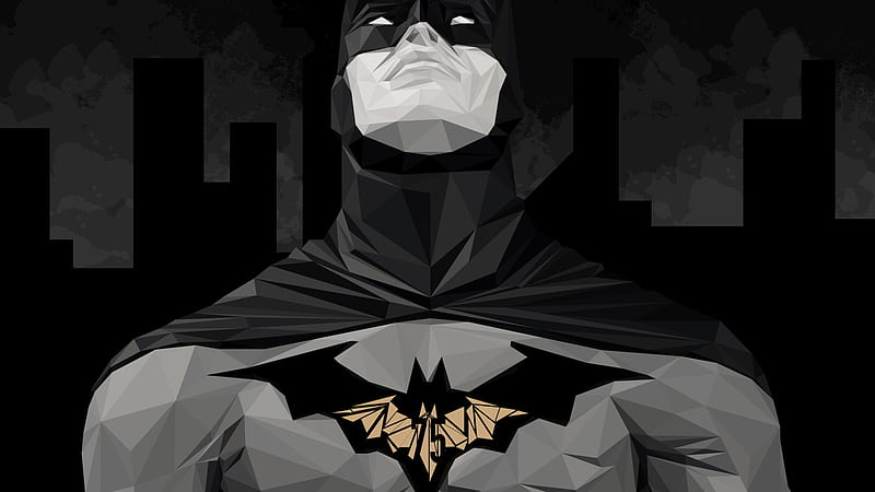 Batman Low Poly , batman, artwork, digital-art, superheroes, monochrome, HD wallpaper