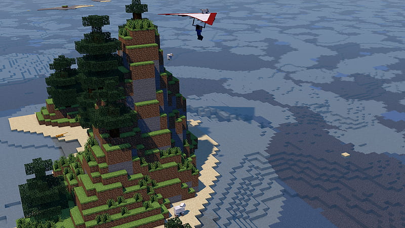 Dog Flying Above Water Minecraft, HD wallpaper