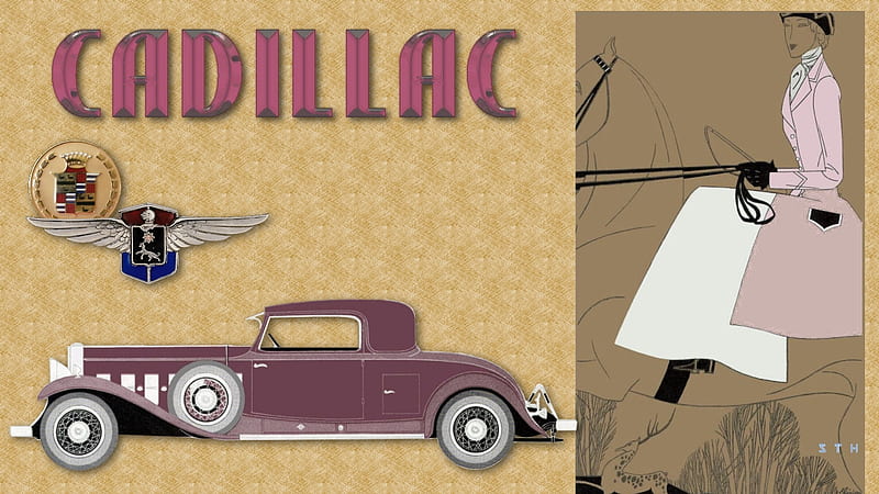 1931 Cadillac Deco Ad 3, General Motors, Cadillac, 1930 Cadillac, Cadillac , Cadillac Background, art deco, HD wallpaper