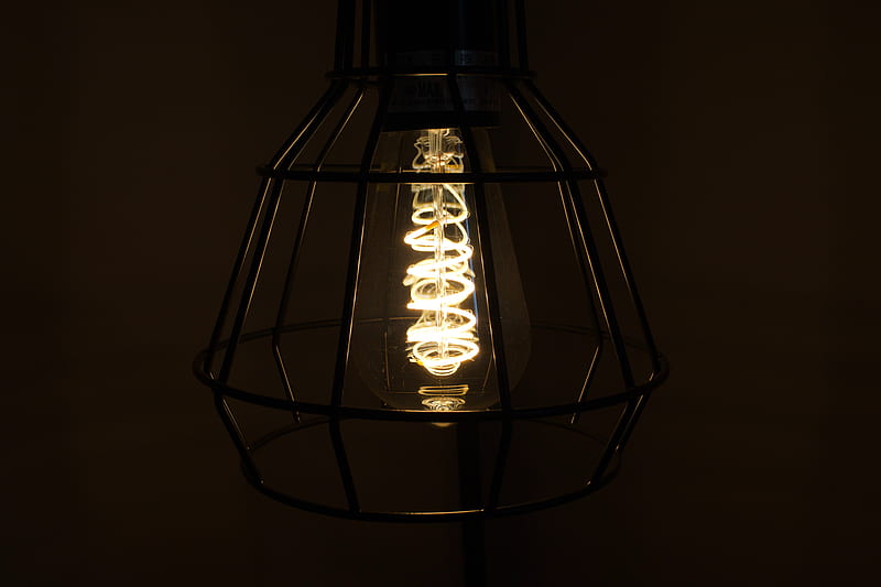 incandescent lamp, lamp, light, construction, dark, HD wallpaper