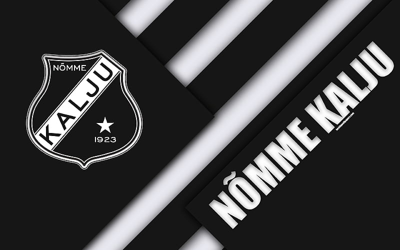 Nomme Kalju FC Estonian football club, logo, material design, white black abstraction, Meistriliiga, Tallinn, Estonia, football, Estonian football league, HD wallpaper