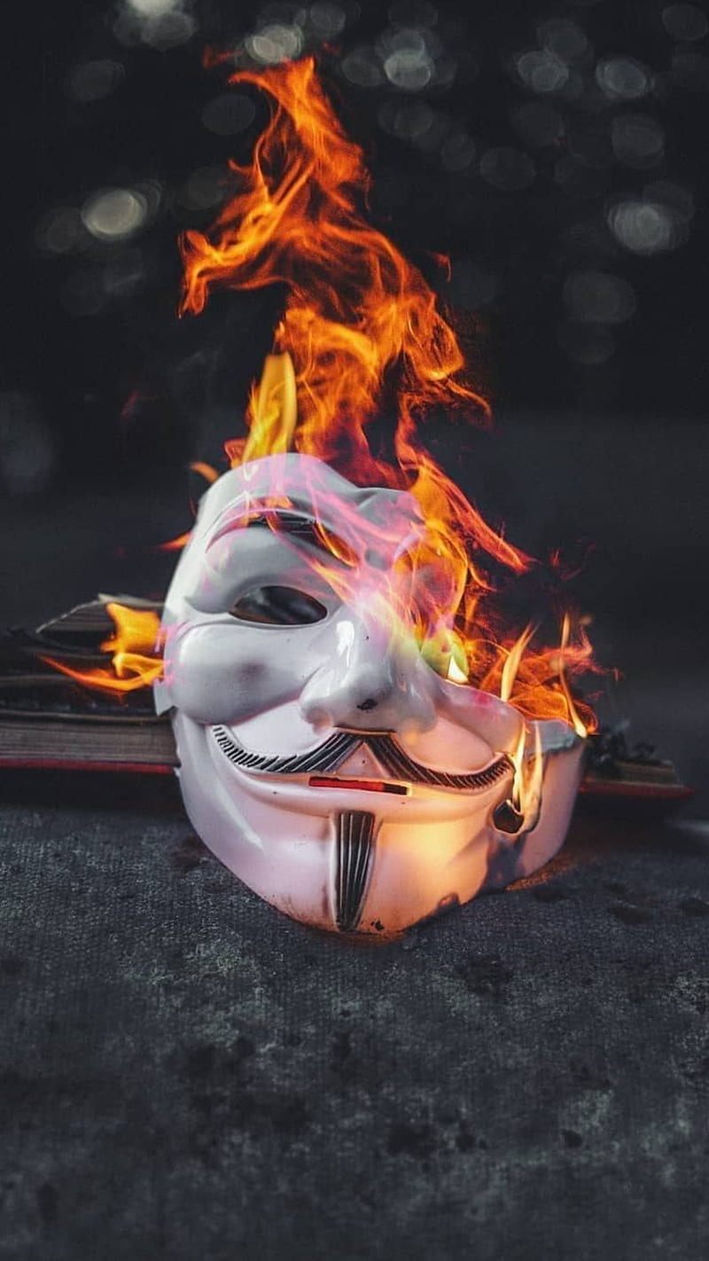 Anonymous, burn, burning, character, film, fire, mask, movie, scary, HD phone wallpaper