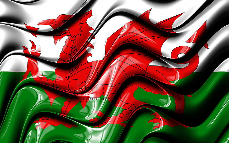 Welsh flag Europe, national symbols, Flag of Wales, 3D art, Wales, European countries, Wales 3D flag, HD wallpaper