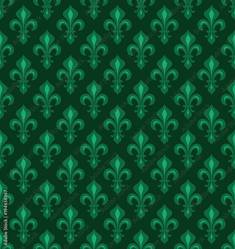 Royal Heraldic Lilies (Fleur De Lis), Green Velvet, HD phone wallpaper