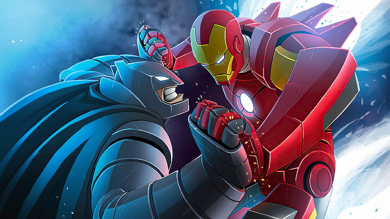 Bat Man And Iron Man, batman, iron-man, superheroes, artwork, artstation, HD wallpaper