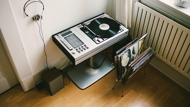 Vinyl Turntable Records Headphones, music, HD wallpaper