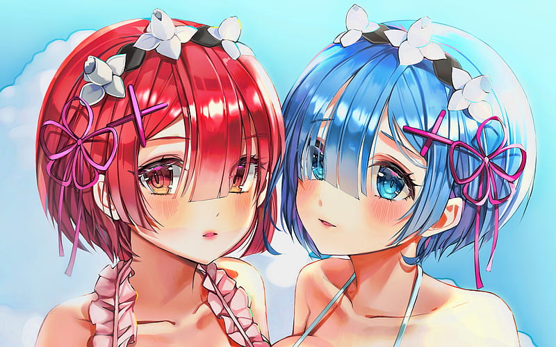 Ram And Rem Wallpaper Media Ram And Rem Mobile Wallpaper Re Zero Kawaii Anime Anime Sisters Tre Uinti Fi