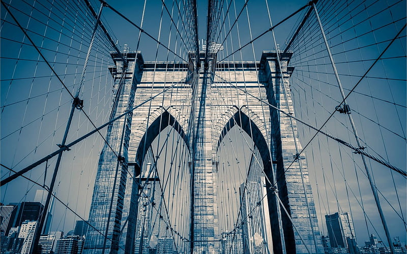 Brooklyn Bridge, New York, USA, sky, HD wallpaper