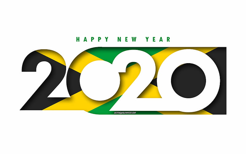 Jamaica 2020, Flag of Jamaica, white background, Happy New Year Jamaica, 3d art, 2020 concepts, Jamaica flag, 2020 New Year, 2020 Jamaica flag, HD wallpaper