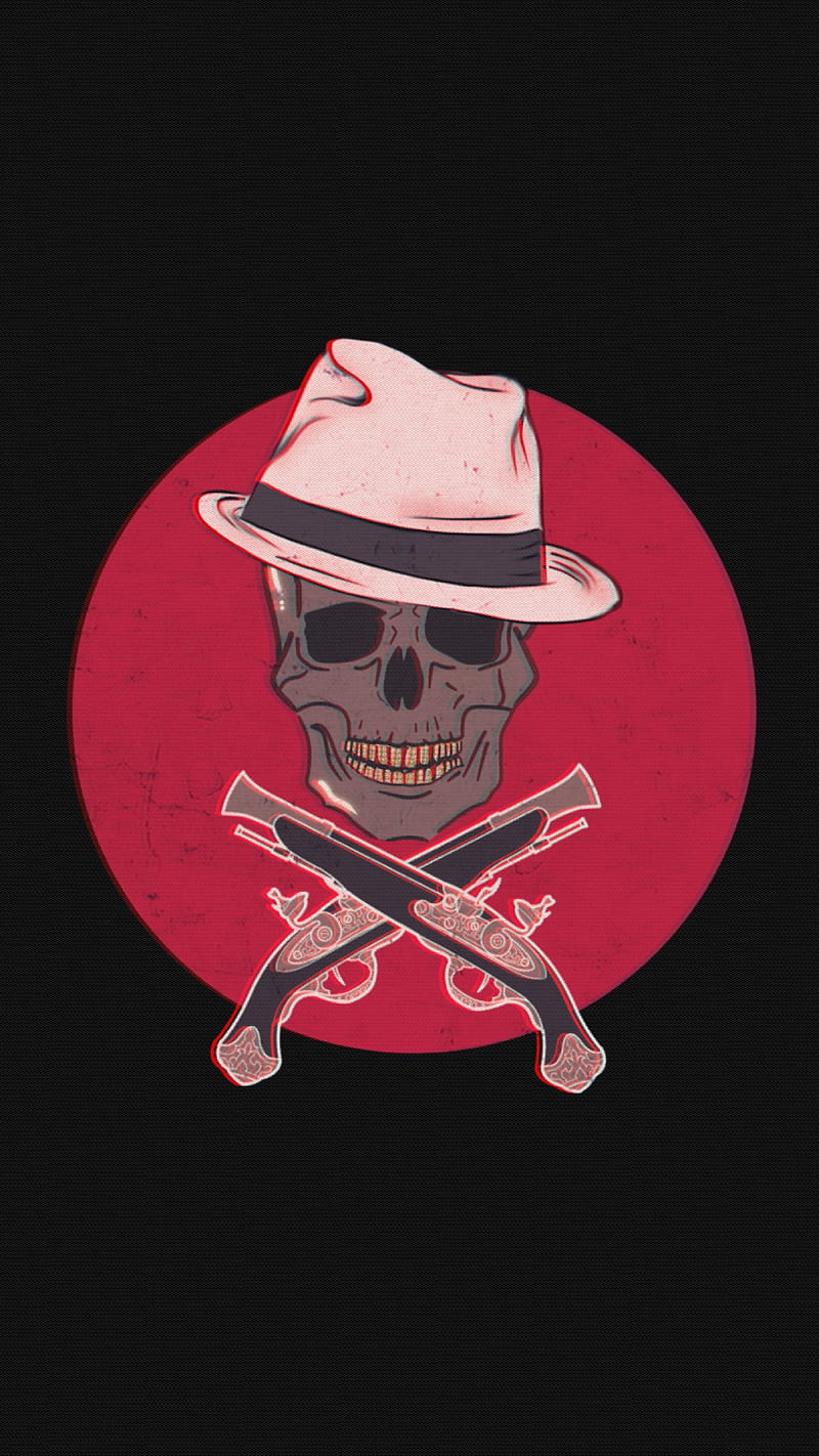 Skull 5, MrCreativeZ, cool, gangster, hat, skeleton, vintage, HD phone wallpaper