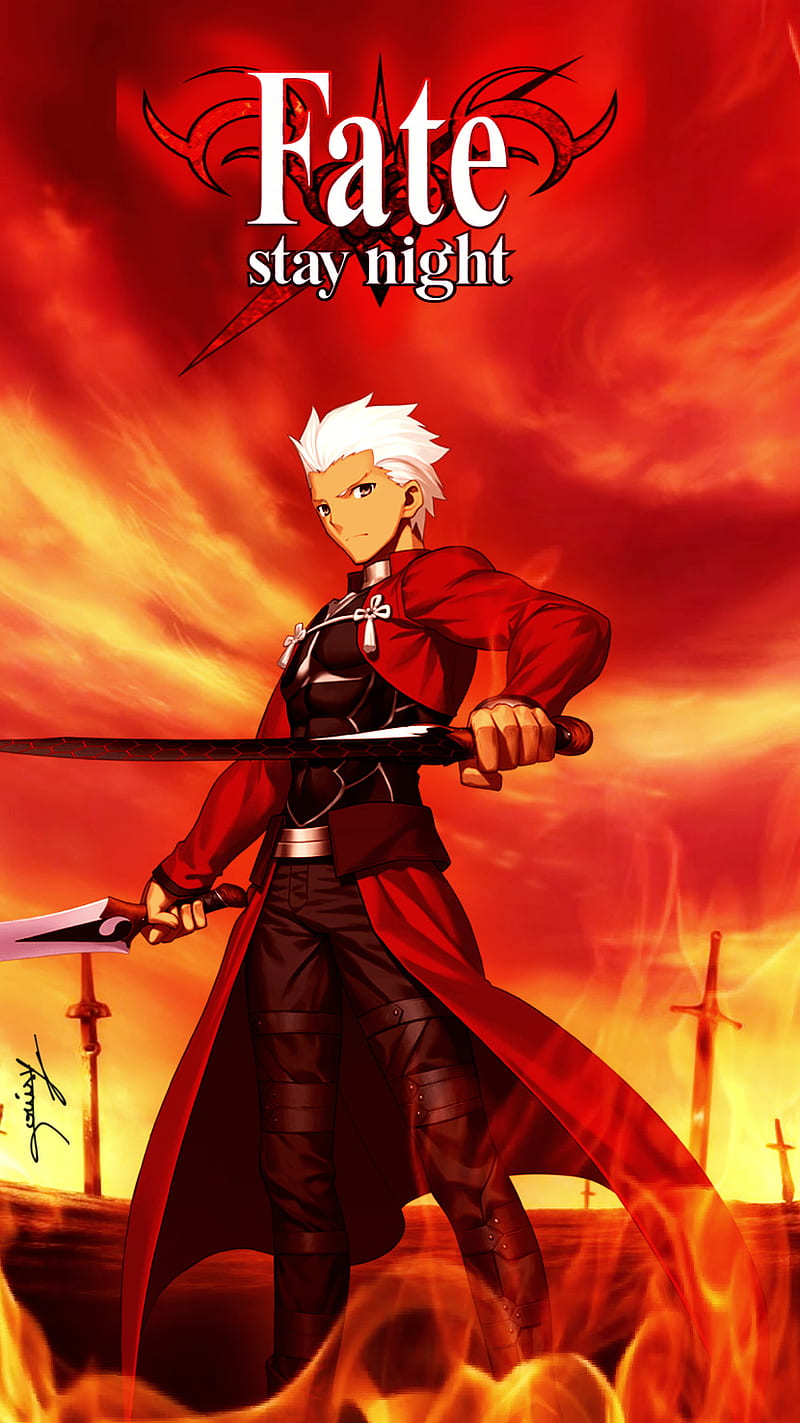 Fate Stay Night Red Saber Archer Fire Manga War Phone Anime Hd Mobile Wallpaper Peakpx