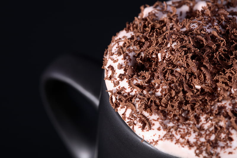 Cappuccino, delicious, chocolate, black, bonito, graphy, nice, cool, coffee, drink, cream, HD wallpaper