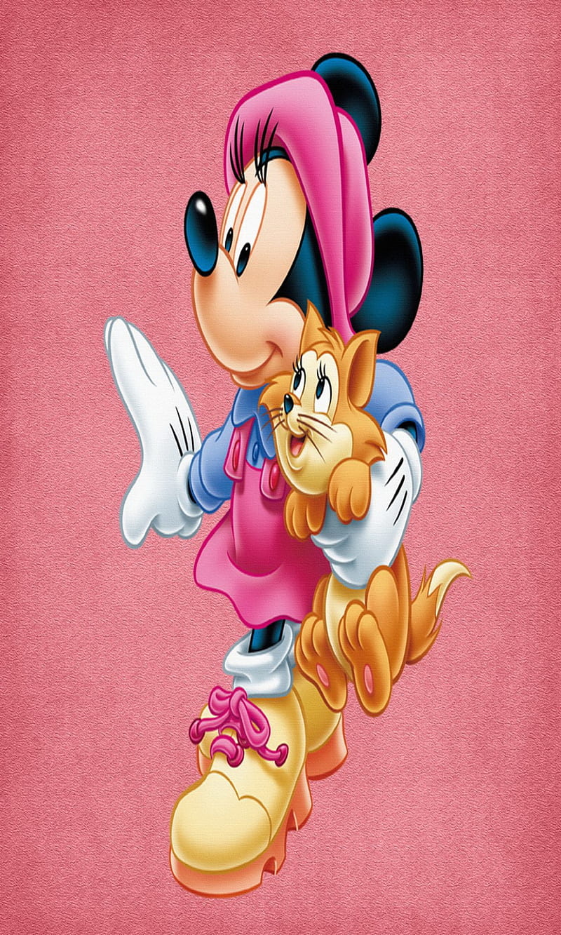 Minnie Mouse, cartoons, cat, HD phone wallpaper