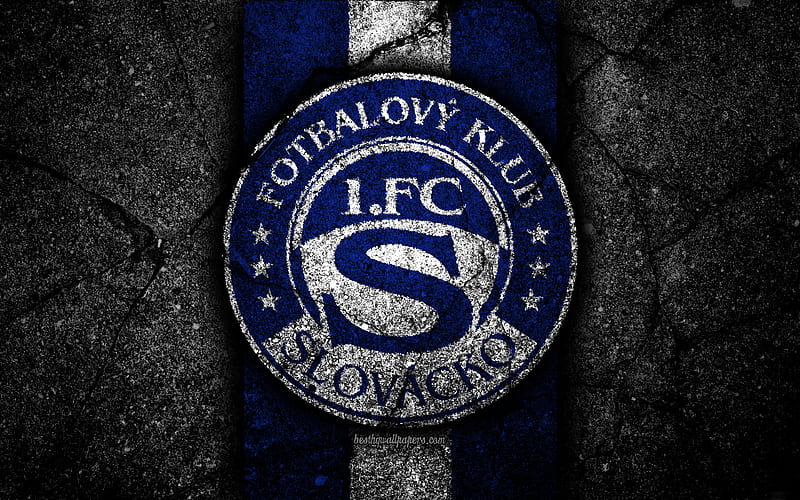 Slovacko FC, emblem, football, Czech football club, black stone, 1 Liga, Slovacko, Czech Republic, asphalt textures, Czech First League, soccer, FC Slovacko, HD wallpaper