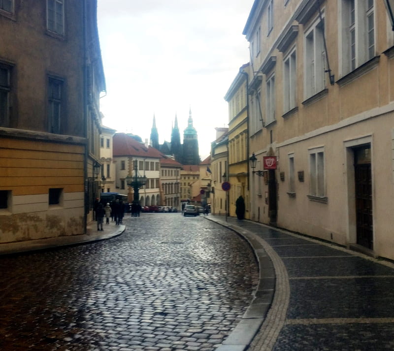 Praha 3, city, path, street, view, HD wallpaper