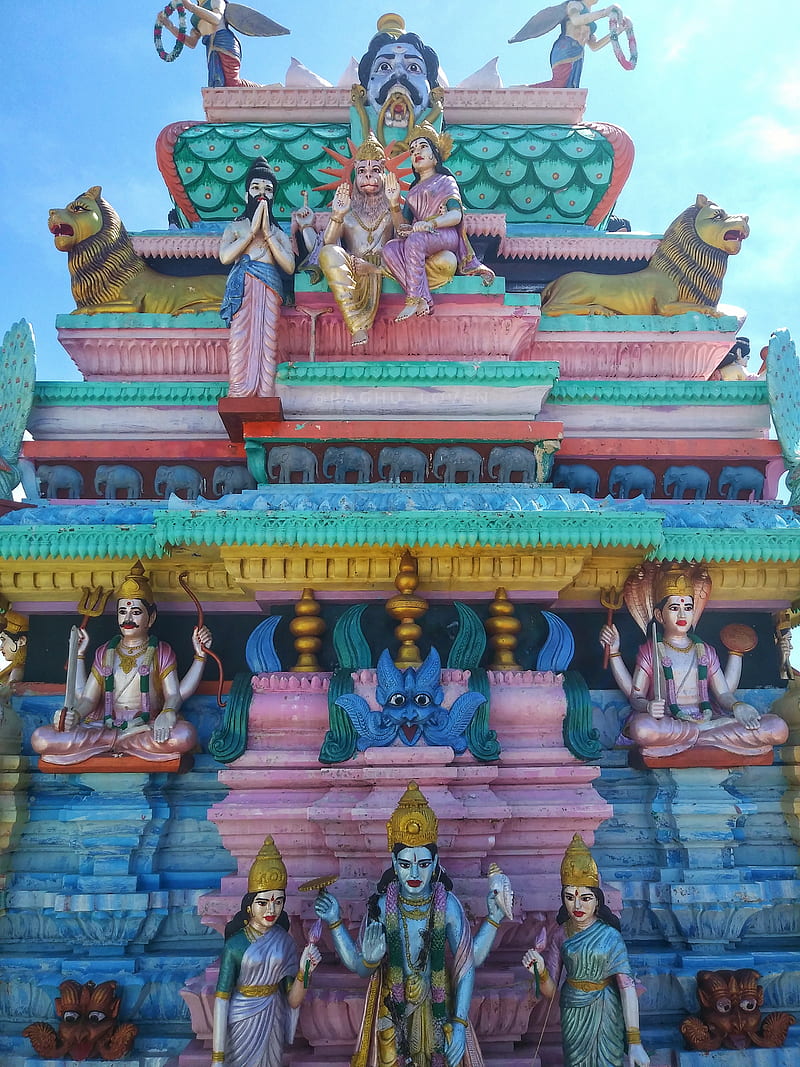 Temple, antervedi, clouds, east godavari, gopuram, lakshmi narasimha, nature lover, sky, swamy god, HD phone wallpaper