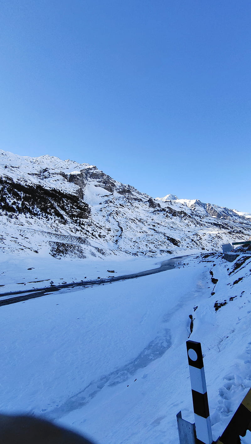 Himachal snow, himachal, nature, river, snow, HD phone wallpaper