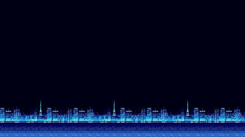 16 bit city background