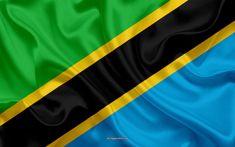 Flag of Tanzania silk texture, Tanzania flag, national symbol, silk flag, Tanzania, Africa, flags of African countries, HD wallpaper