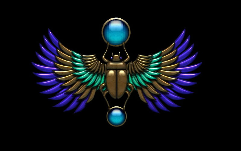 Winged Scarab, Egyptian, jewel, wings, beetle, HD wallpaper